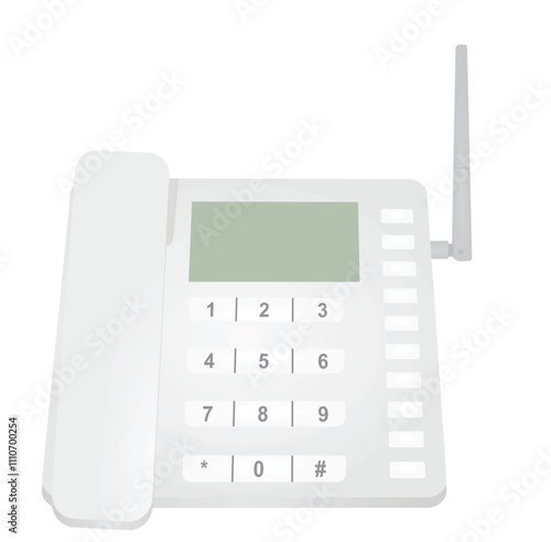 White corded  phone. vector illustration 