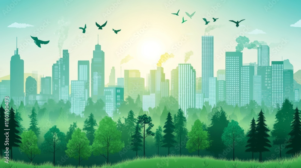 Fototapeta premium AI for environmental monitoring, pollution control systems, eco-focused data