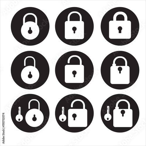 black and white lock and key icon, padlock icon, black and white padlock icon