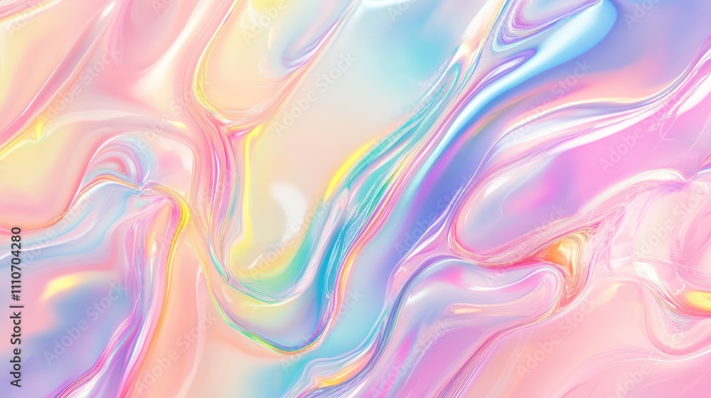Obraz premium Background with pastel rainbow watercolor and holographic background