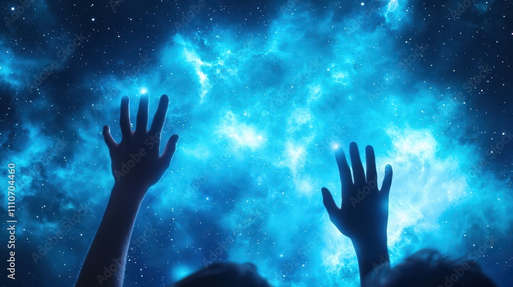 Galaxy outer space party Reaching hands against a vibrant cosmic backdrop filled with stars and nebulae. Galaxy outer space party Reaching hands against a vibrant cosmic backdrop filled with stars and nebulae.