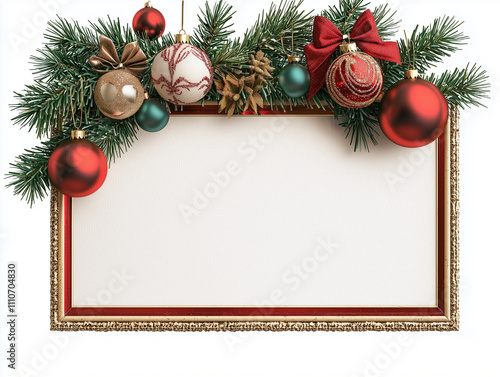 Christmas sign. Blank sign with Christmas decorations 