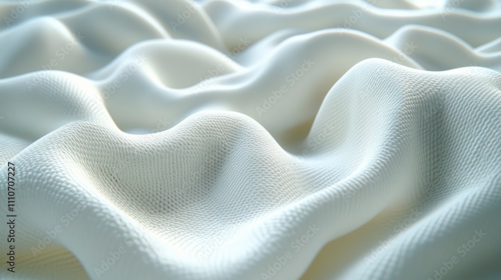 Obraz premium A close-up view of soft, white fabric with gentle waves and folds, suggesting texture and depth.