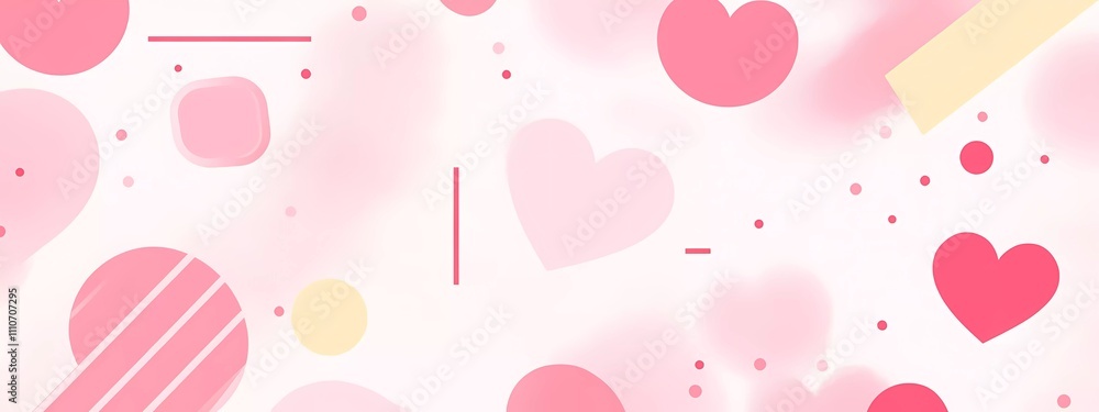 A pink background with hearts in the middle, a simple pattern of cartoon-style hearts arranged horizontally along one side, designed for Valentine's Day decoration or as an elegant border.