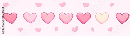 Obraz na płótnie A pink background with hearts in the middle, a simple pattern of cartoon-style hearts arranged horizontally along one side, designed for Valentine's Day decoration or as an elegant border. w salonie