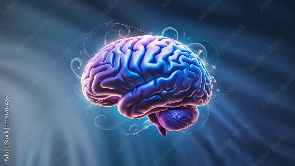 An illustration of human intelligence featuring a human brain against a blue backdrop An illustration of human intelligence featuring a human brain against a blue backdrop