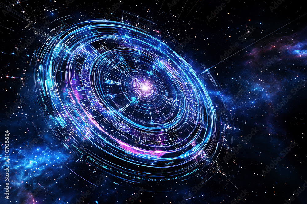 Futuristic Sci-Fi Portal in Outer Space With Glowing Blue Nebula
Futuristic Sci-Fi Portal in Outer Space With Glowing Blue Nebula