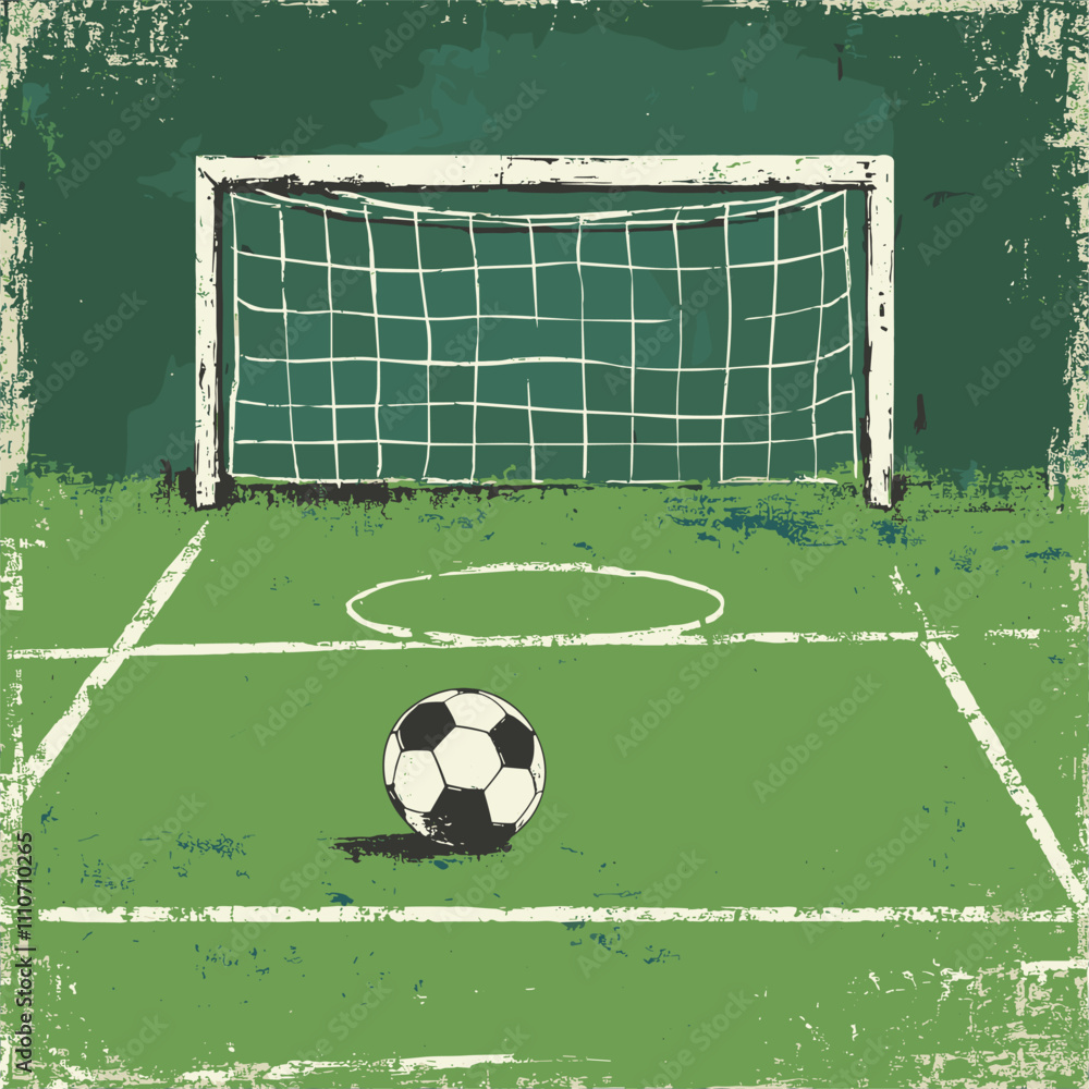 Fototapeta premium vector soccer goal with ball . Generative AI
