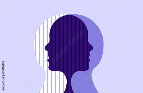 Face duality shadow of each other within oneself conceptual illustration