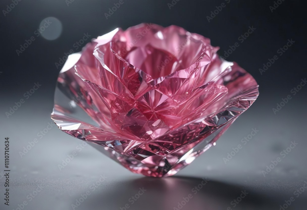 a single pink diamond unfolding its facets like the petals of a rose, natural process, blooming jewel, stunning stone a single pink diamond unfolding its facets like the petals of a rose, natural process, blooming jewel, stunning stone