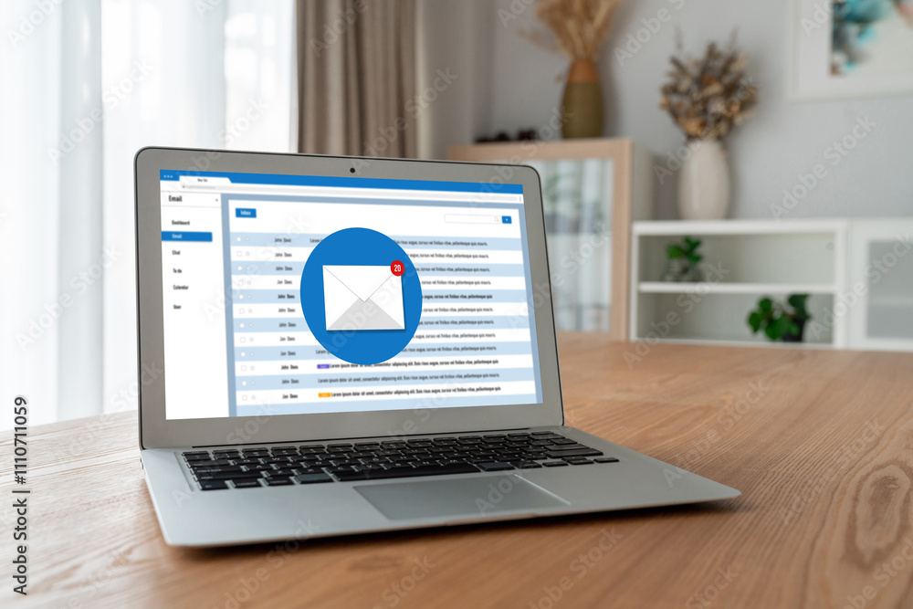 Email notification message showing on computer screen snugly. Digital marketing message information text from business to customer client Email notification message showing on computer screen snugly. Digital marketing message information text from business to customer client