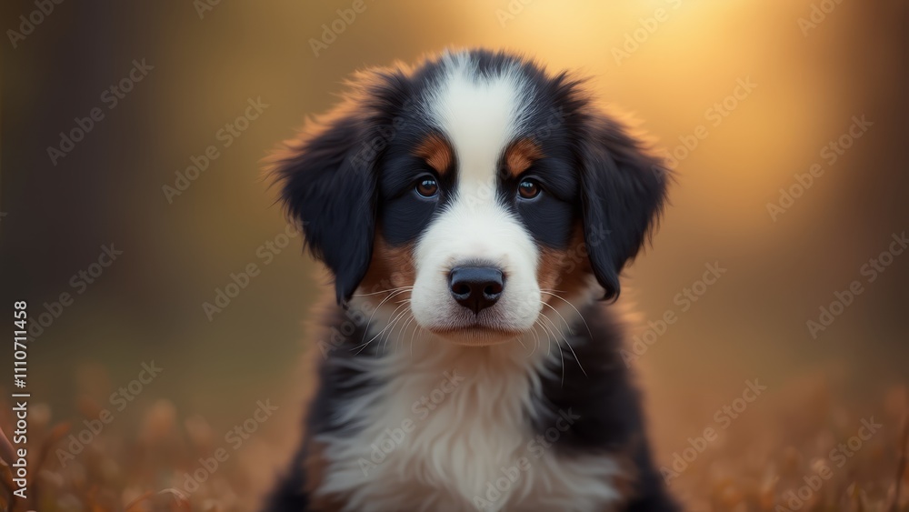 A black and white dog sitting in a field of grass A black and white dog sitting in a field of grass