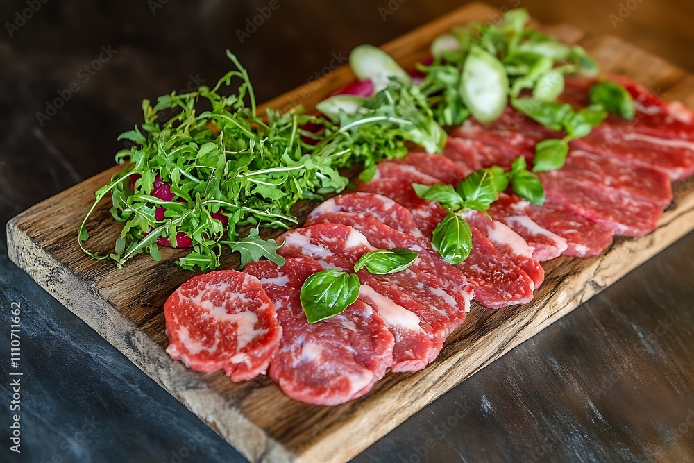 Meat Carpaccio With Rocket Salad And Parmesan Cheese Meat Carpaccio With Rocket Salad And Parmesan Cheese