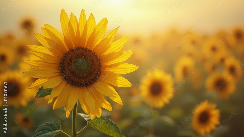 A sunflower in the middle of a field of sunflowers A sunflower in the middle of a field of sunflowers