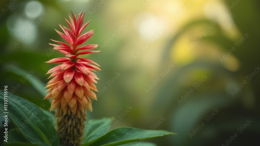 A red flower with green leaves in the background A red flower with green leaves in the background