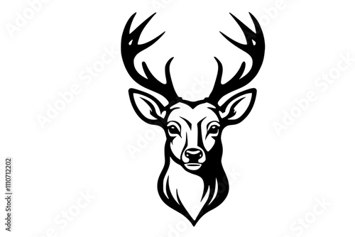 Deer head minimalistic black silhouette vector icon.