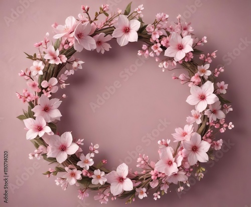 Cherry blossom-inspired Christmas wreath made of naturalistic paper , Christmas wreath, cherry blossoms