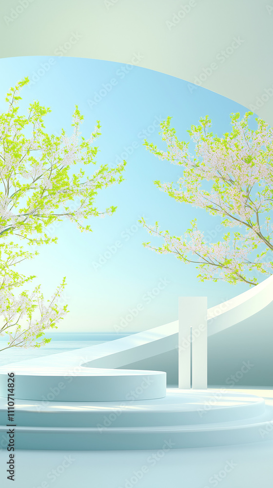 Obraz premium illustration of an background with water and trees