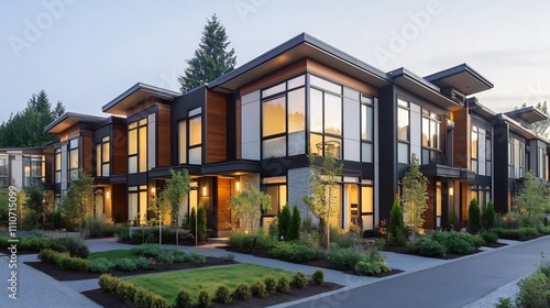 Modern Luxury Townhouses at Dusk