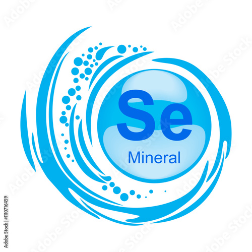 Se Selenium. Mineral Blue Pill Icon. Meds for heath ads. Vitamin Capsule Pill Icon. Substance For Beauty, Cosmetic, Heath Promo Ads Design. 3D Mineral Complex With Chemical Formula. Vector