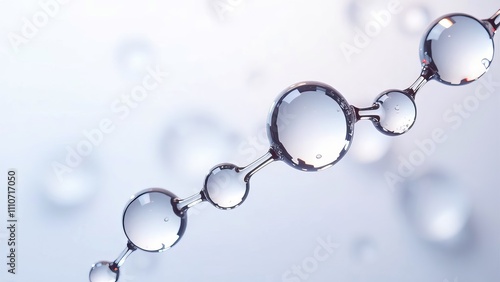 Cosmetics blue serum liquid bubbles liquid bubbles abstract background. Cosmetic moisturising gel. Collagen molecule in bubbles