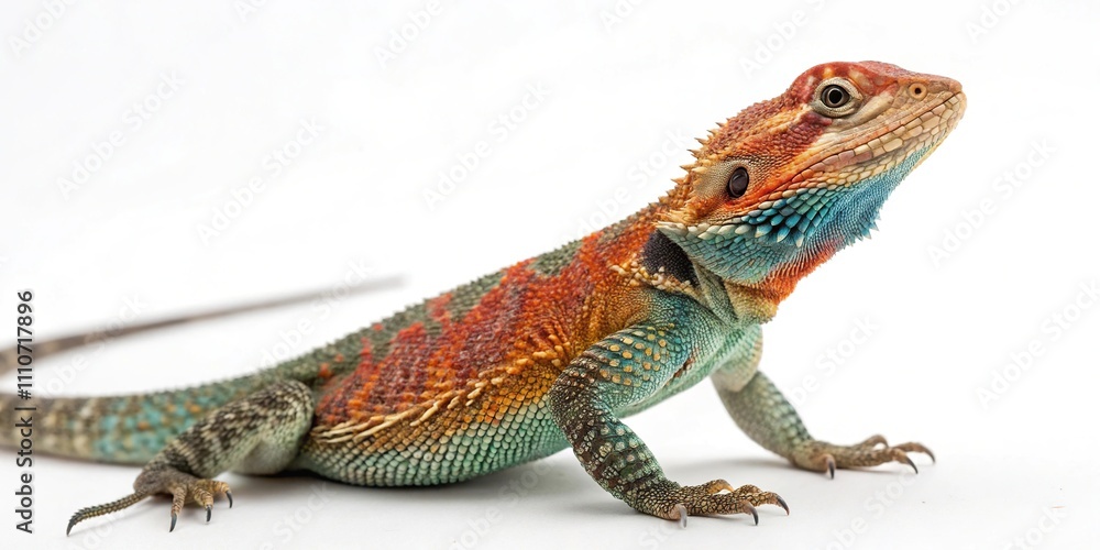 Colorful reptile sits in isolation with vibrant scales and patterns, nature, colorful, blue Colorful reptile sits in isolation with vibrant scales and patterns, nature, colorful, blue
