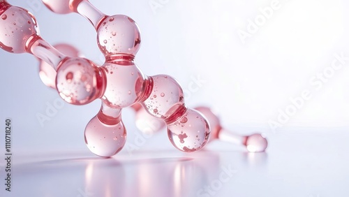 Cosmetics blue serum liquid bubbles liquid bubbles abstract background. Cosmetic moisturising gel. Collagen molecule in bubbles