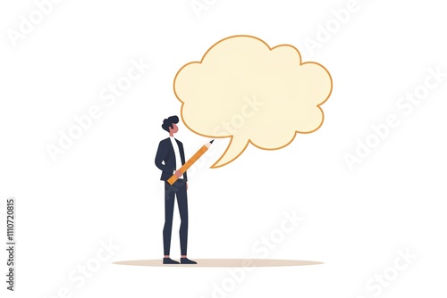 Wallpaper Mural A man is holding a pencil and talking to a cloud Torontodigital.ca