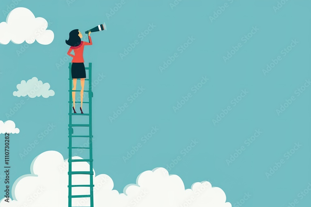 Obraz premium A woman is looking through a telescope at the sky