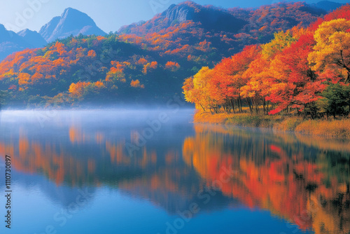 autumn landscape with lake