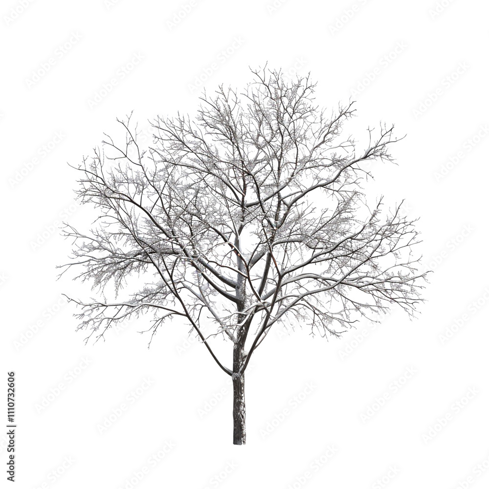 Obraz premium Snowy Tree Isolated on a White Background