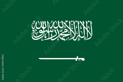 National Flag of Saudi Arabia. Saudi Arabia Flag. Saudi Arabia Day. Vector illustration