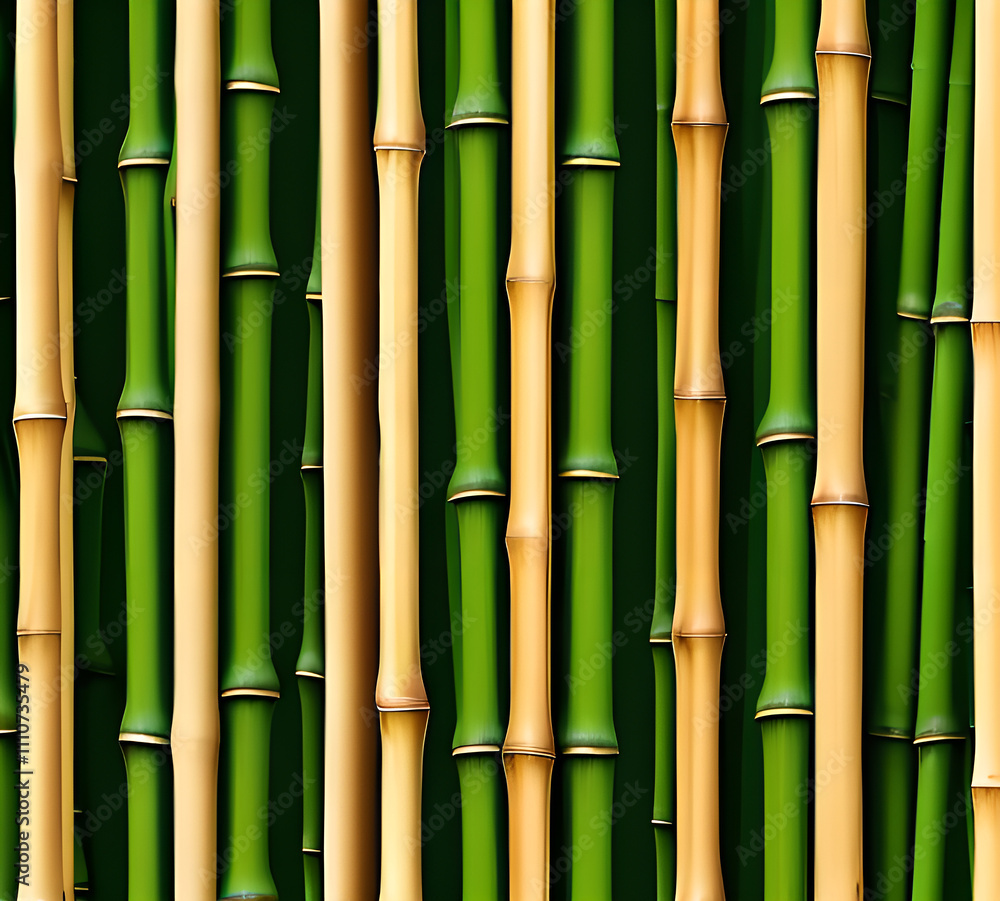 Fototapeta premium background collage of green bamboo fence surface texture. Background for banner, backdrop or texture mapping.generative ai