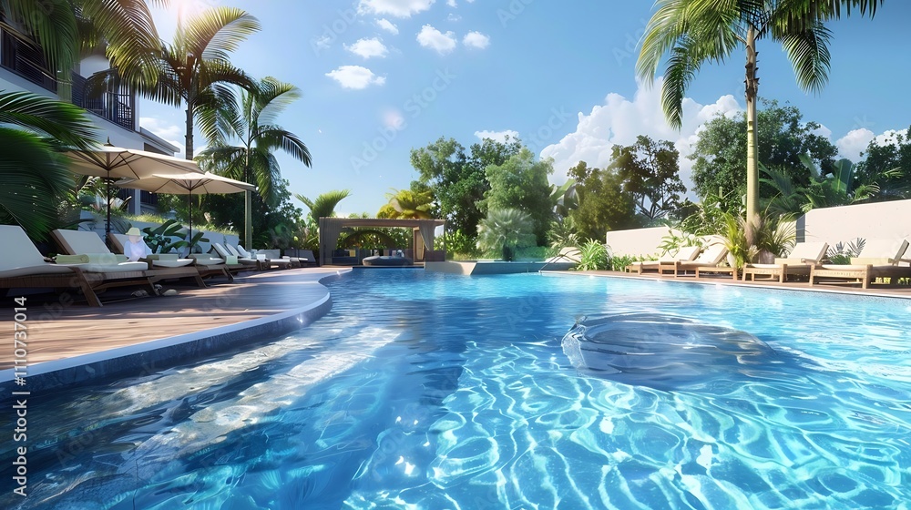 Fototapeta premium Swimming pool cleaning system