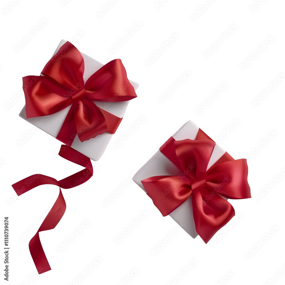 Two Gift Boxes with Red Bows Two Gift Boxes with Red Bows