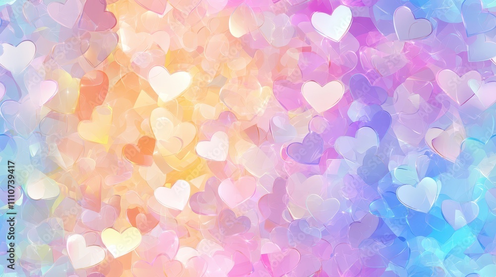 Seamless pastel heart pattern with shades of pink, purple, and blue. Perfect for romantic, Valentine, or love-themed backgrounds. Seamless pastel heart pattern with shades of pink, purple, and blue. Perfect for romantic, Valentine, or love-themed backgrounds.