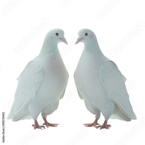 Two White Doves Facing Each Other