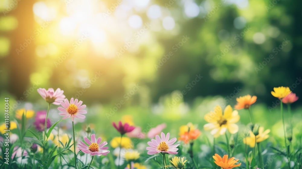 Vibrant flower bed with a variety of colorful blooms in a well-kept garden, evoking spring and nature's beauty. Vibrant flower bed with a variety of colorful blooms in a well-kept garden, evoking spring and nature's beauty.
