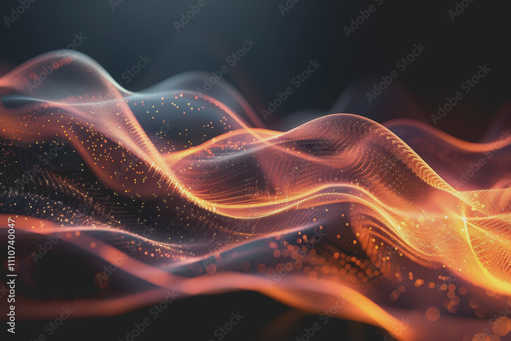 Fototapeta premium Abstract glowing wave lines isolated on a black background.