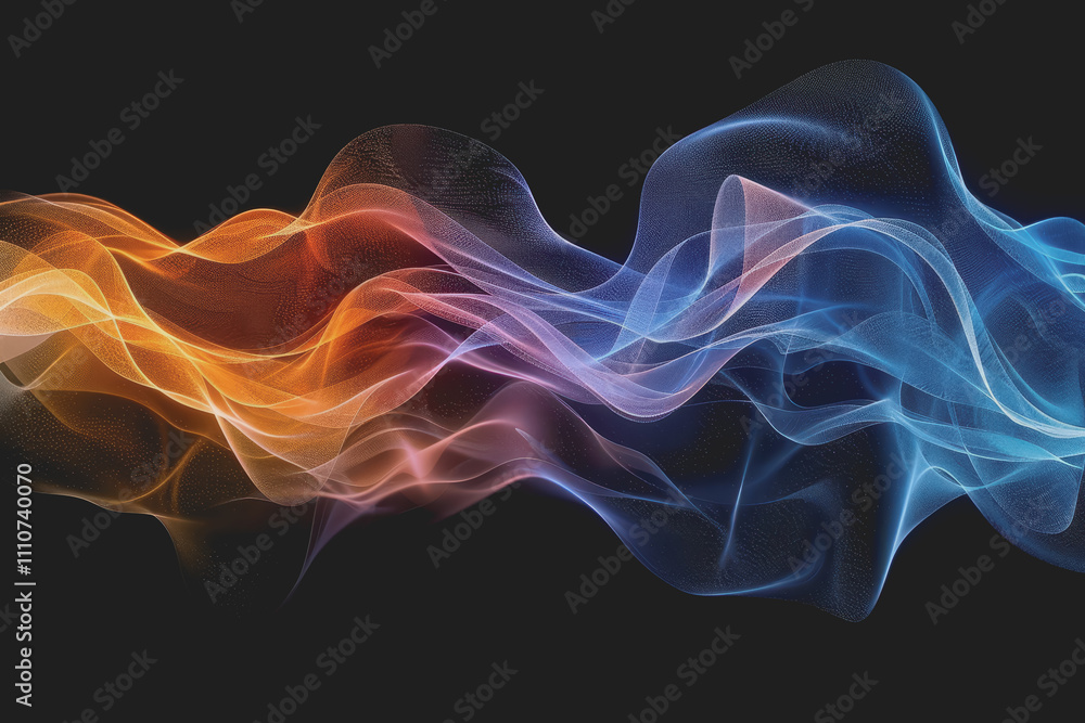 Abstract glowing wave lines isolated on a black background. Abstract glowing wave lines isolated on a black background.