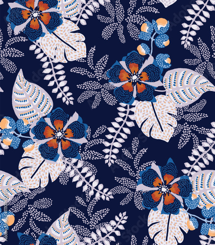 Classic Popular Flower Seamless pattern background - For easy making seamless pattern use it for filling any contours