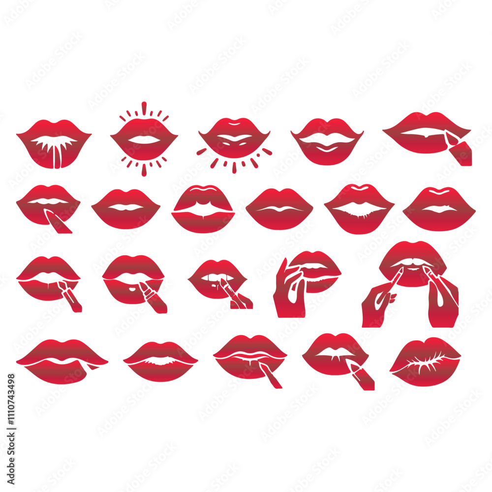 Lip vector icons set on a white background Lip vector icons set on a white background