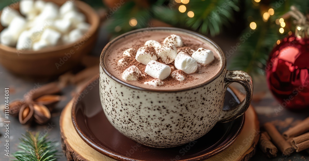 Hot Chocolate with Marshmallows. AI generated illustration. Hot Chocolate with Marshmallows. AI generated illustration.
