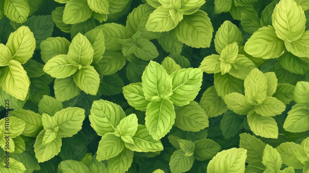 Fresh Green Mint Leaves Texture - Natural Background Fresh Green Mint Leaves Texture - Natural Background