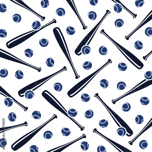 Baseball background, pattern set. Collection icons baseball. Vector