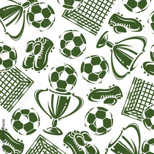 Football and soccer background, pattern set. Collection icons football. Vector