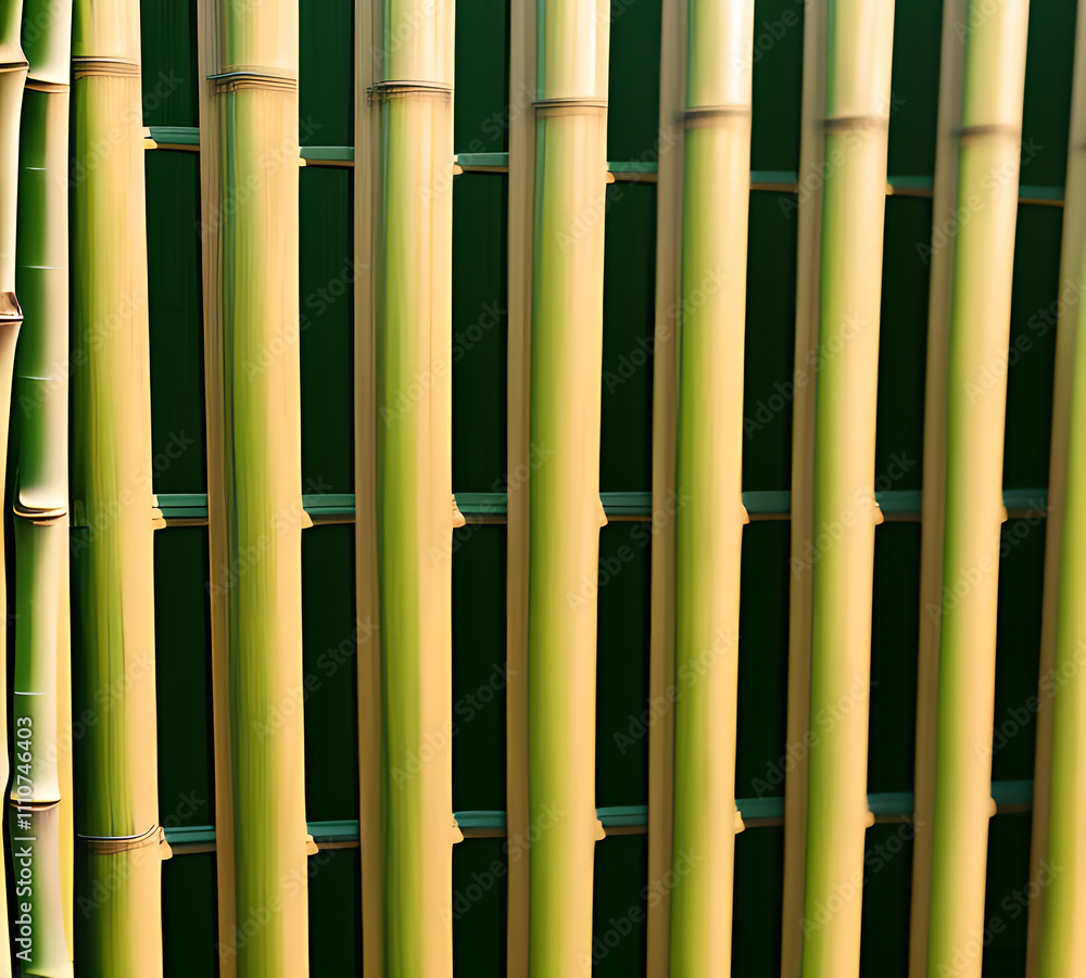 background collage of green bamboo fence surface texture. Background for banner, backdrop or texture mapping.generative ai background collage of green bamboo fence surface texture. Background for banner, backdrop or texture mapping.generative ai