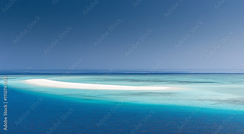 White Sandbar Emerges From Azure Ocean Waters White Sandbar Emerges From Azure Ocean Waters