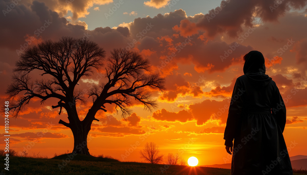 Fototapeta premium Celebrating Dia de los Reyes at Sunset Under a Majestic Tree