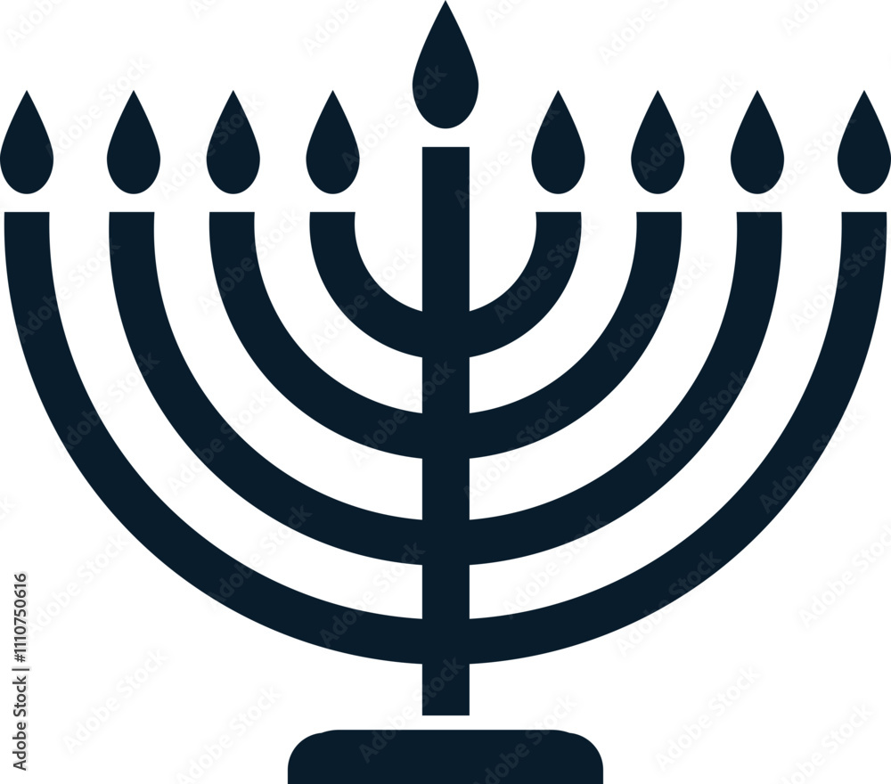 Hanukkah menorah icon. Hanukkiah. Flat style minimalist element. Simple vector illustration